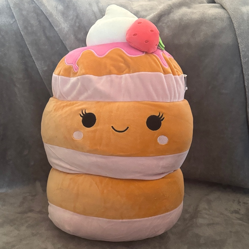 Sweet Stack Plush Dessert Pillow - Pink, White, Orange
